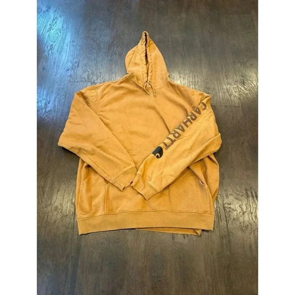 Carhartt Mens Rain Defender Loose Fit Logo Graphic Sweatshirt Brown - Picture 1 of 3